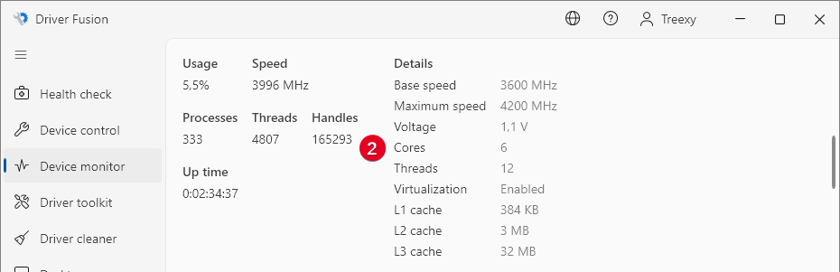 Device monitor details
